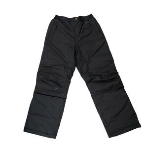 Lands End Ski Snow Pants Kids 10 Black Insulated Ankle Zip Winter Snowboarding